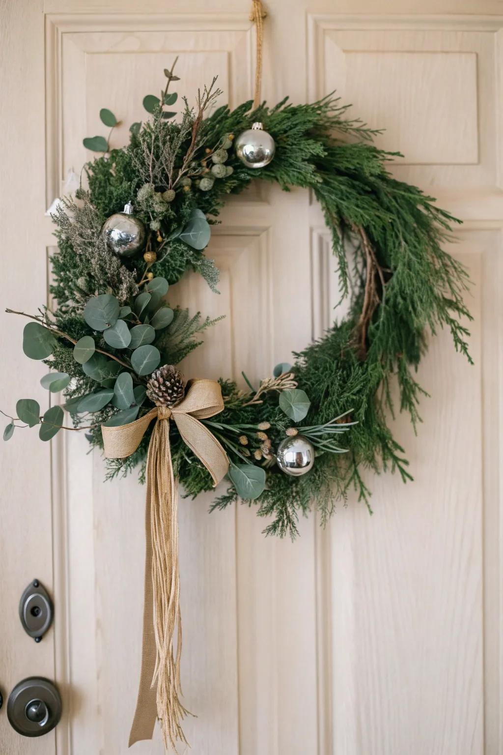 Welcome the holidays with a touch of melody and minimalistic charm – a jingle chime wreath that sings simplicity.