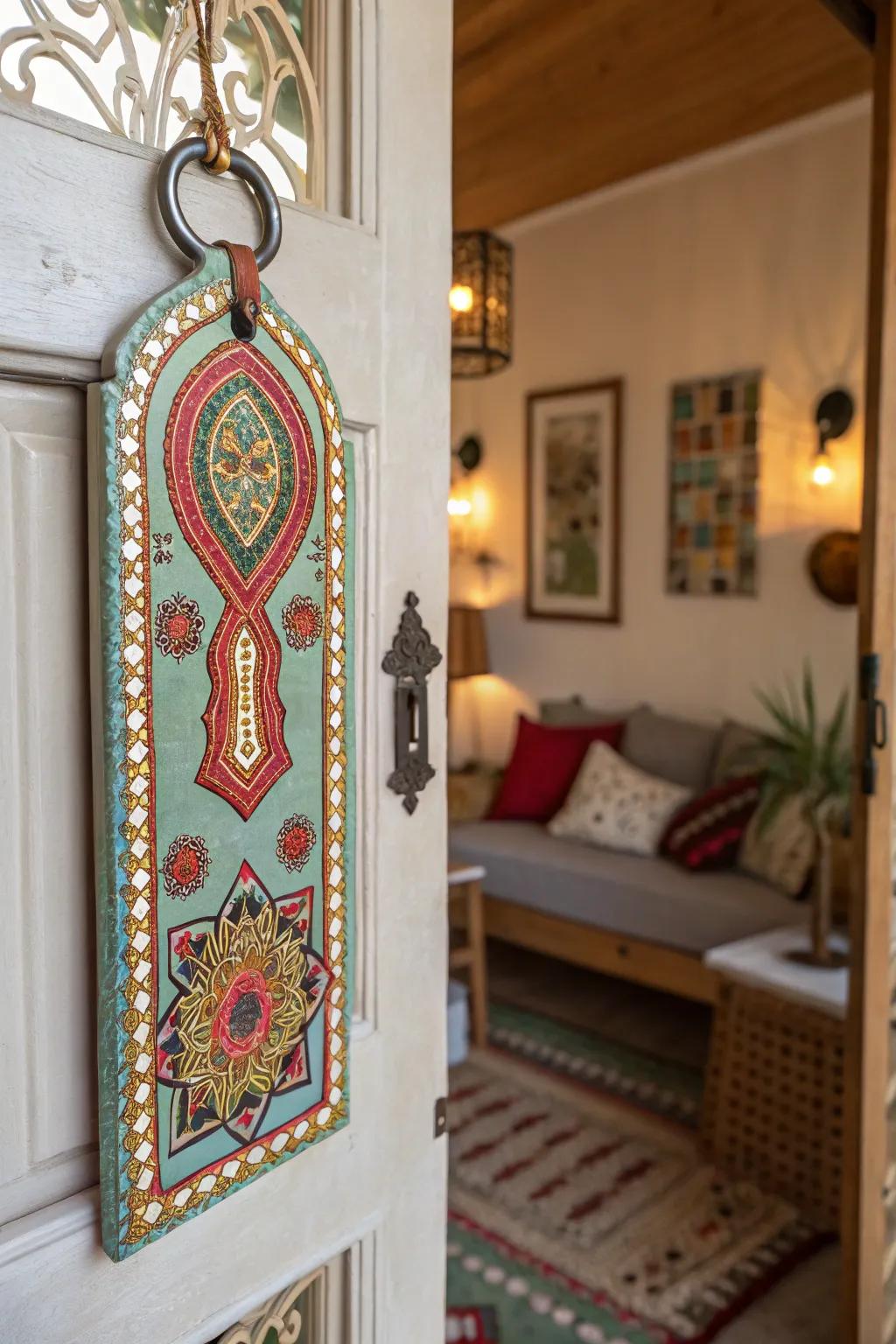 Bring global flair to your decor with a culturally influenced door adornment.
