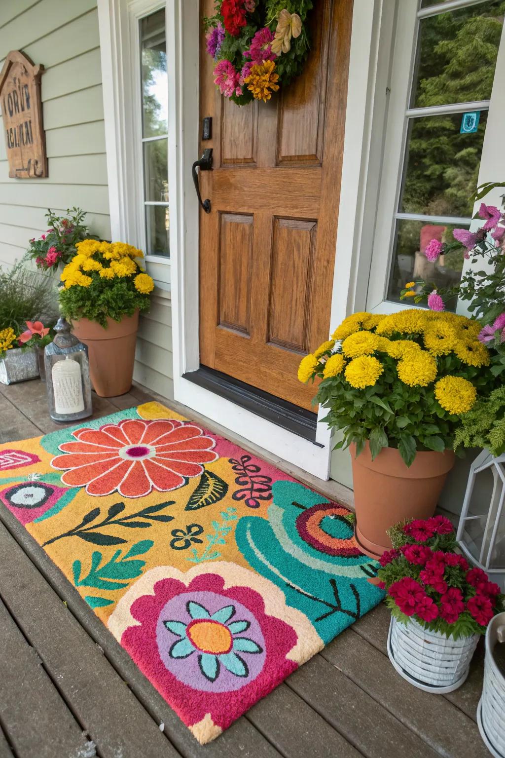 Colorful doormats add a joyful burst of color to any entrance