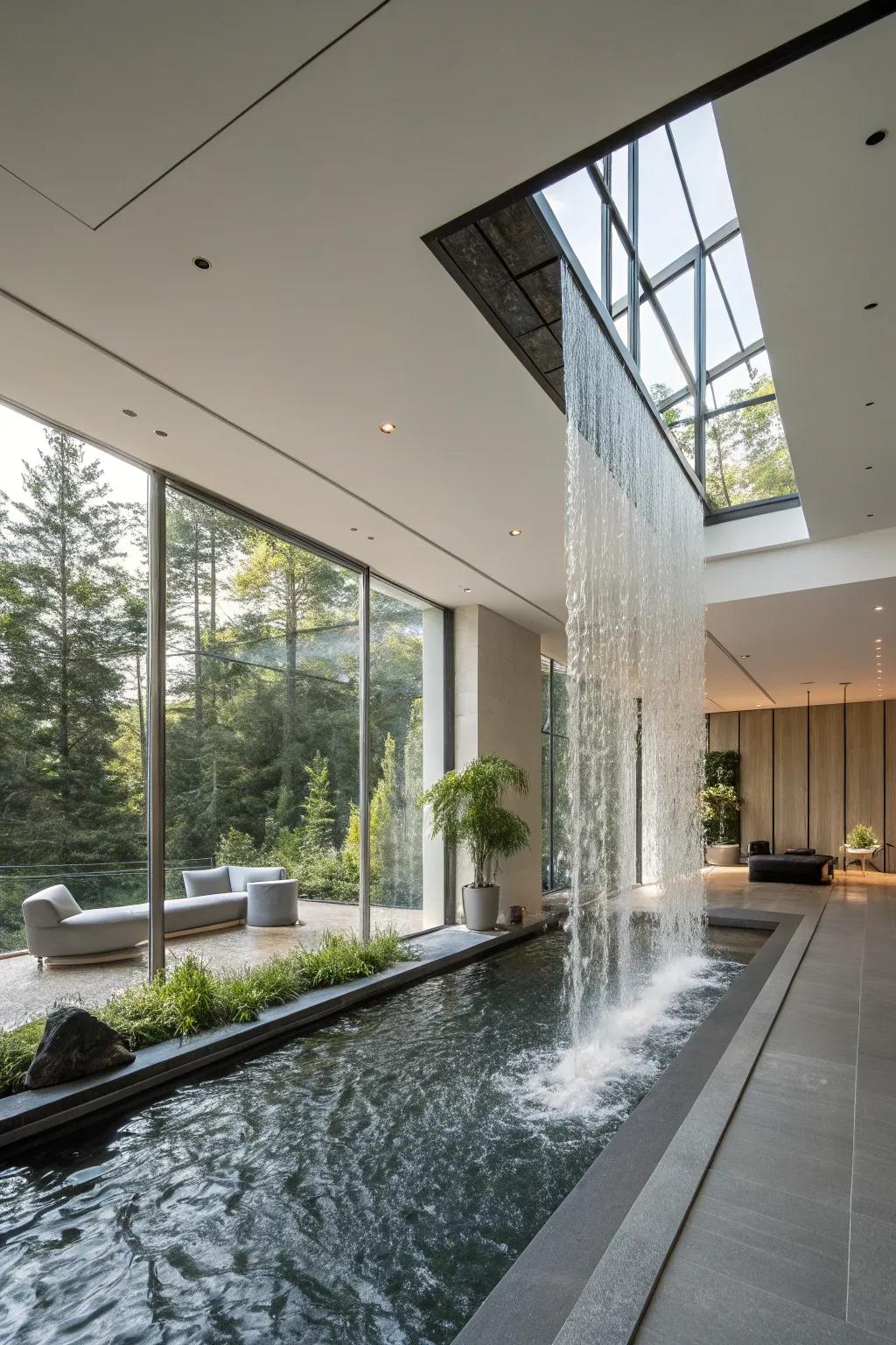 An interior cascade element pleasing to the senses.