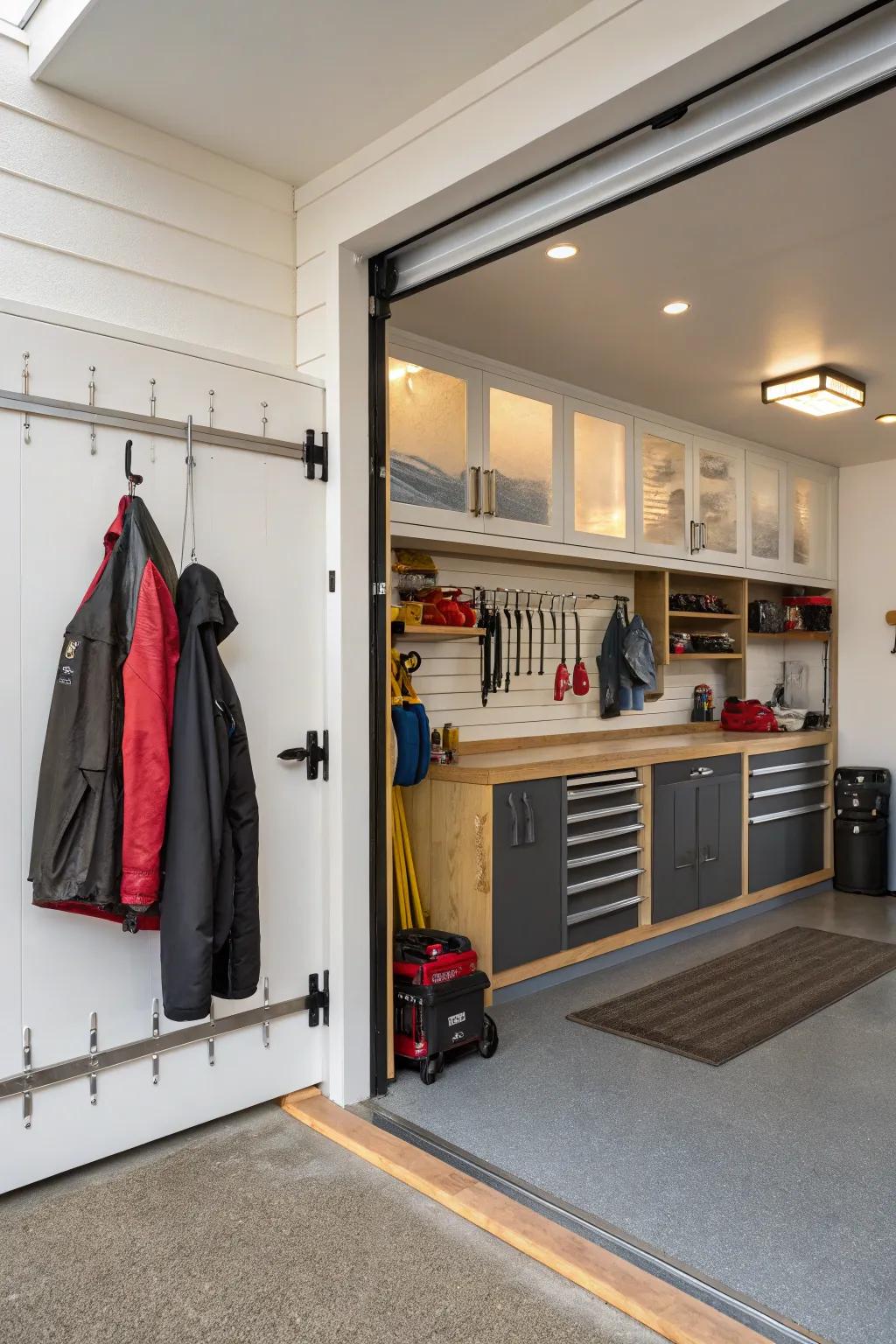 A hanging rod enhances functionality and organization.