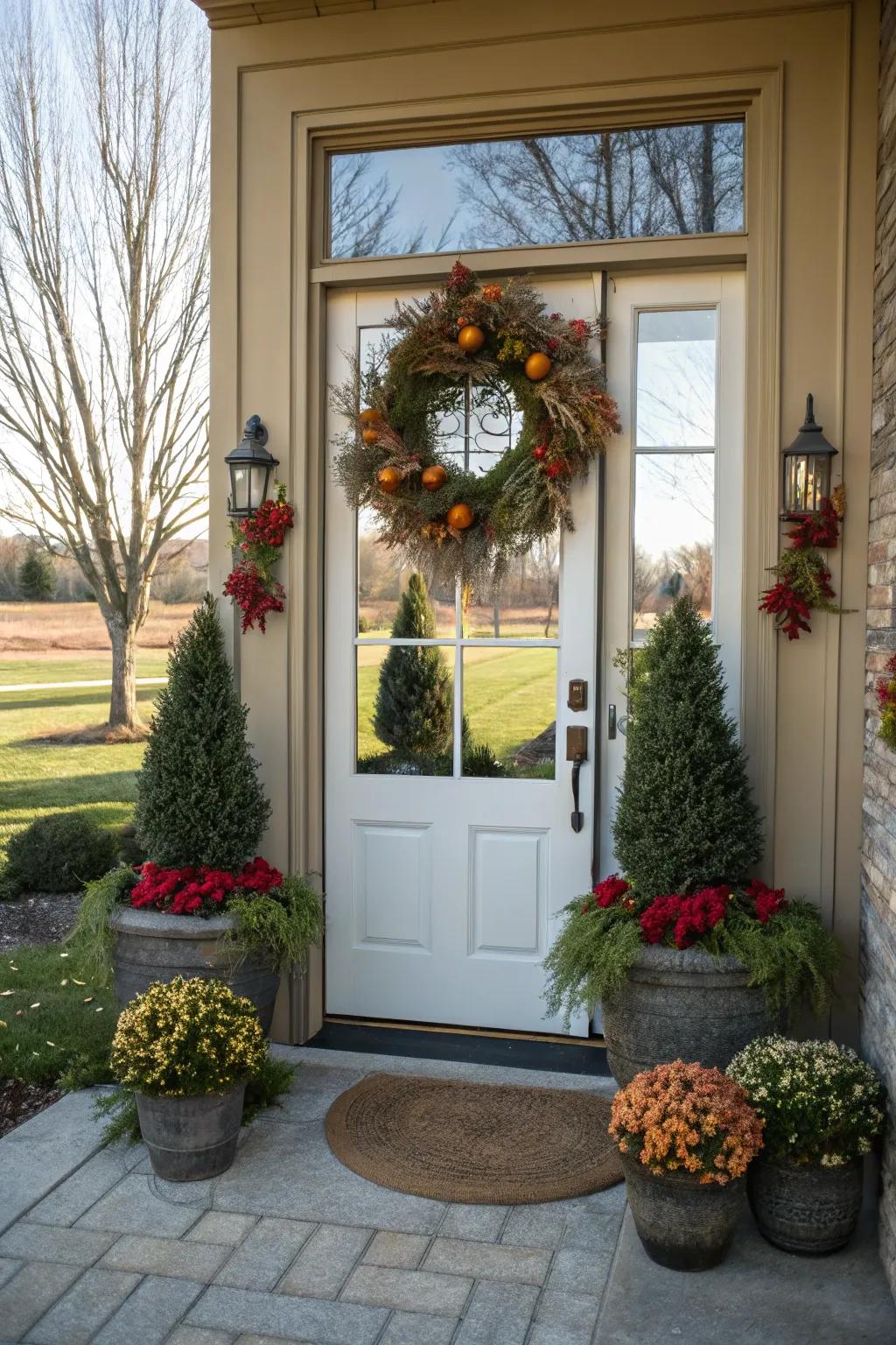 Periodic decor adds a festive touch to the entryway.