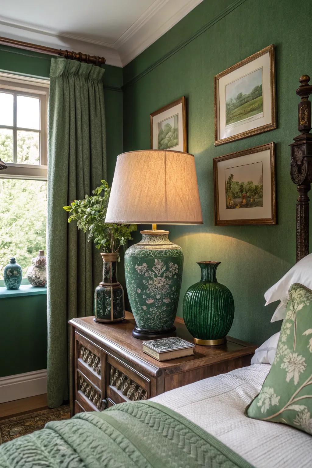 Vintage verdant decor incorporates individuality and nostalgia to your personal space.