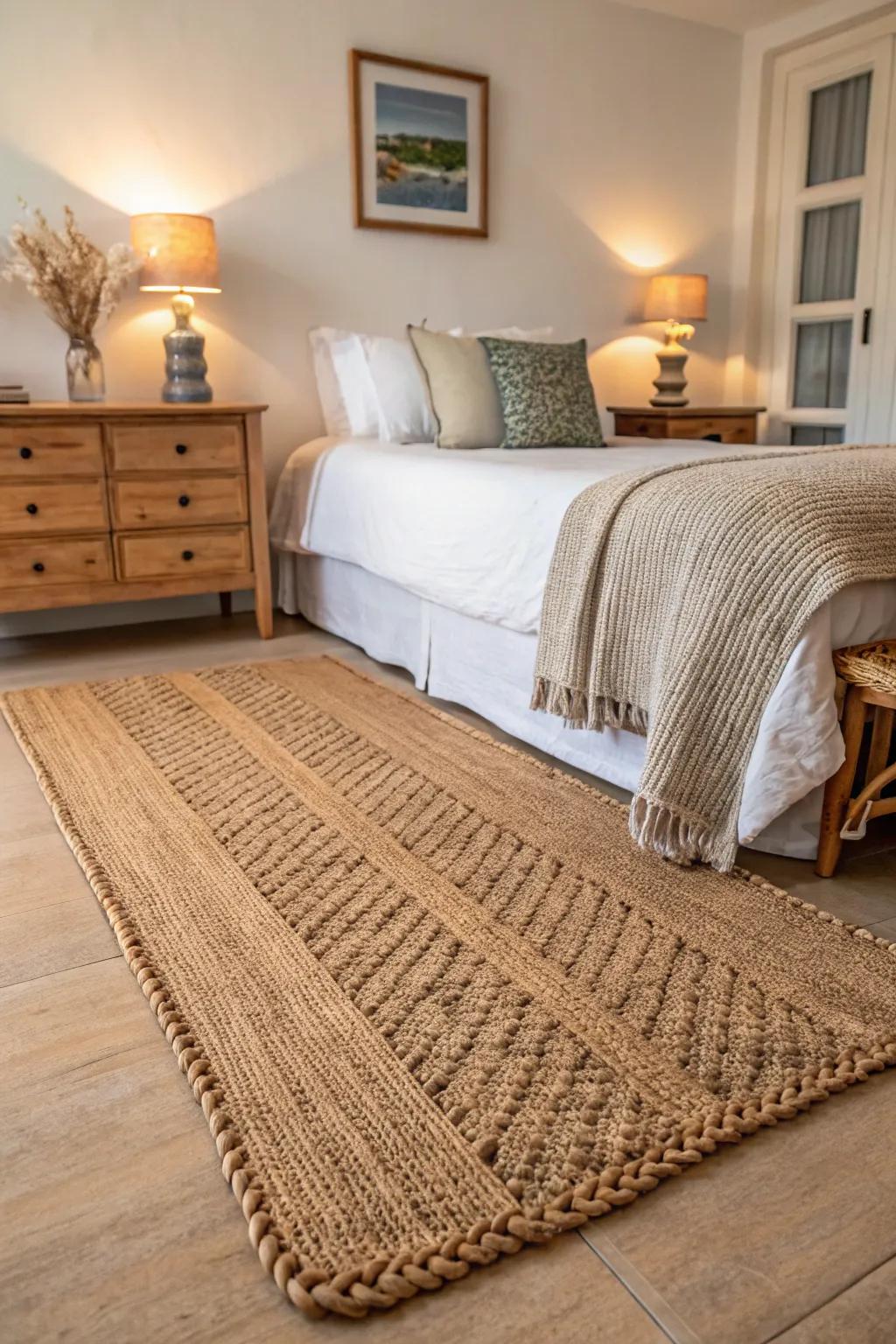 Natural fiber floor coverings provide natural texture and warmth.