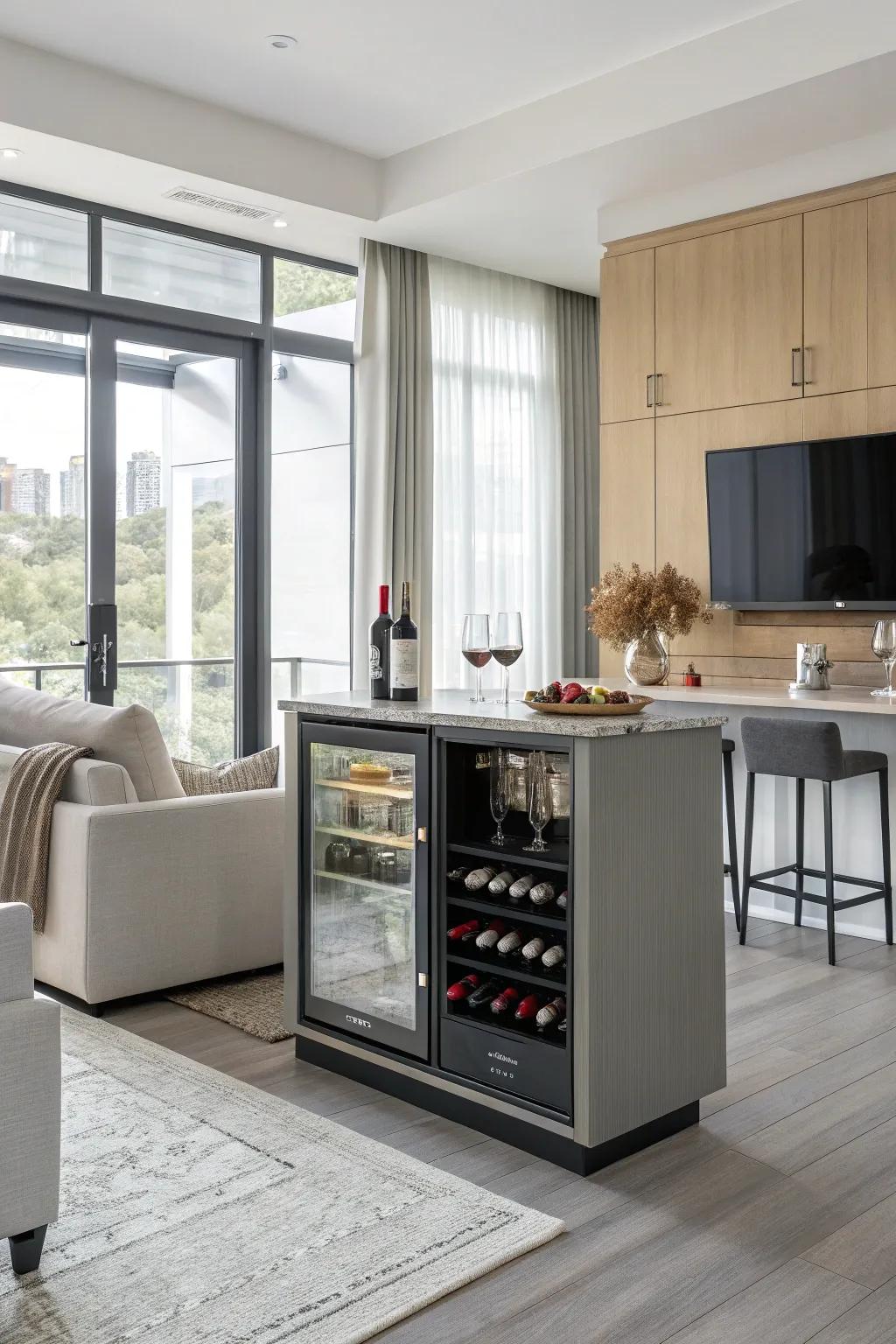 A bar through a concealed diminutive chiller that astonishes and delights visitors.