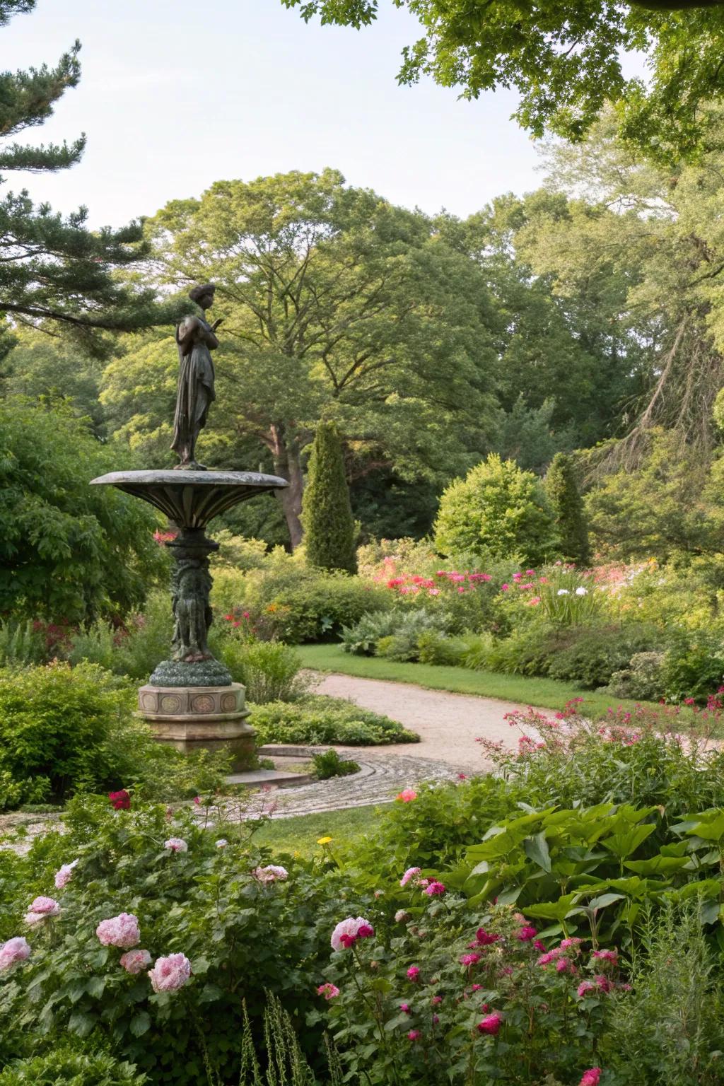 A distinctive garden sculpture introducing character.