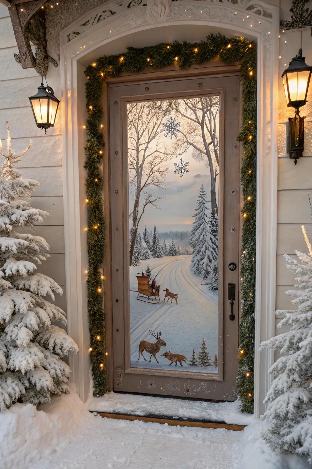 A hibernal wonderland portal embellishment captures the serene splendor of the season.