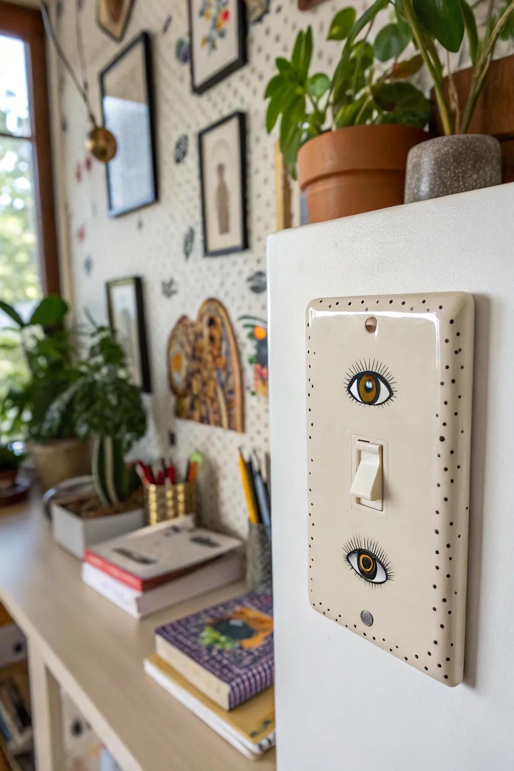 Interested critter eyes on a panel that add a touch of intrigue.