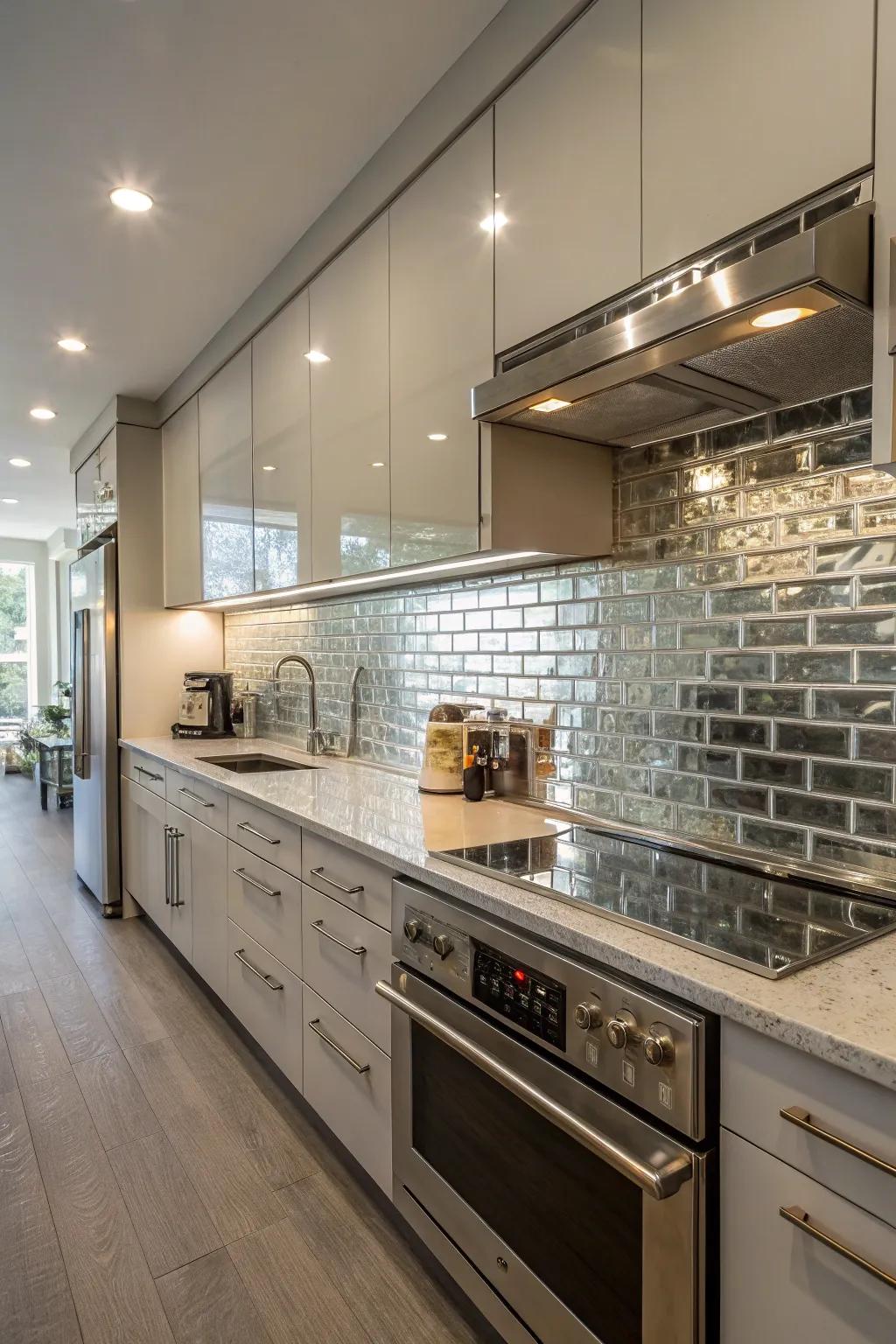 Reflective surfaces can greatly amplify light and space.