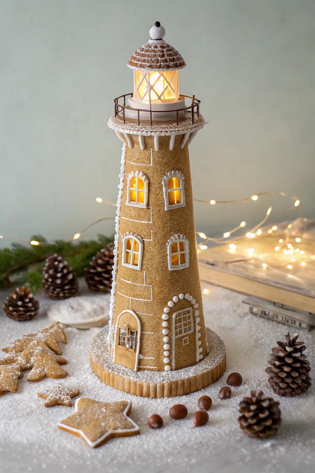 Set sail on a sweet adventure with this enchanting gingerbread beacon, a perfect blend of simplicity and whimsy.