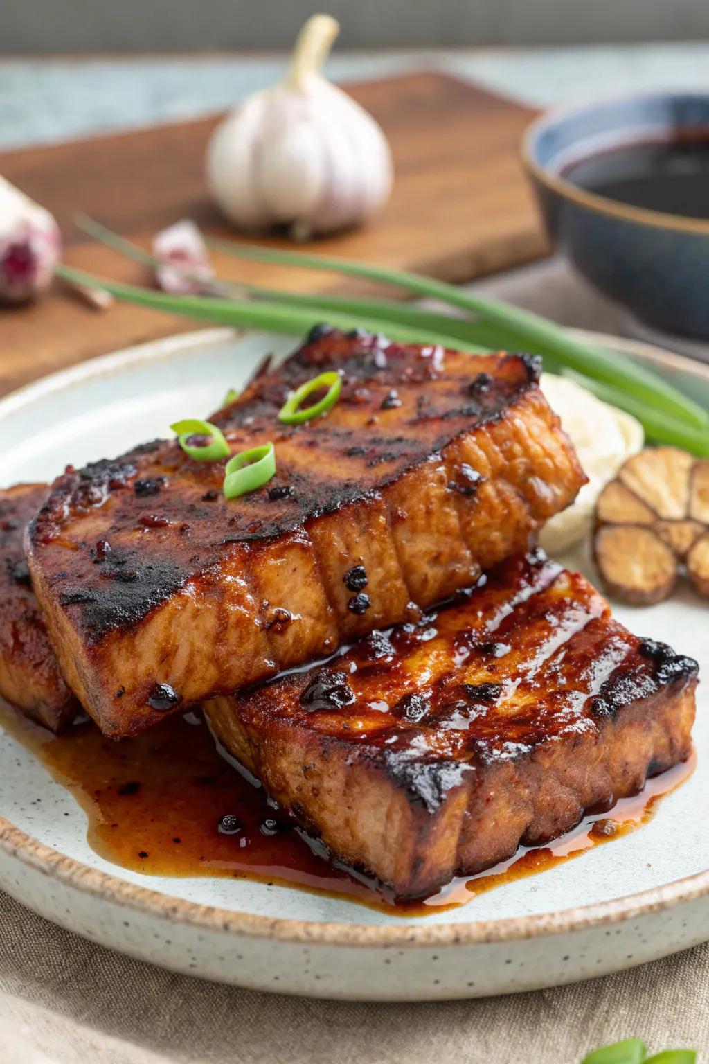 Asian BBQ marinade adds a rich flavor to open-flame dishes.