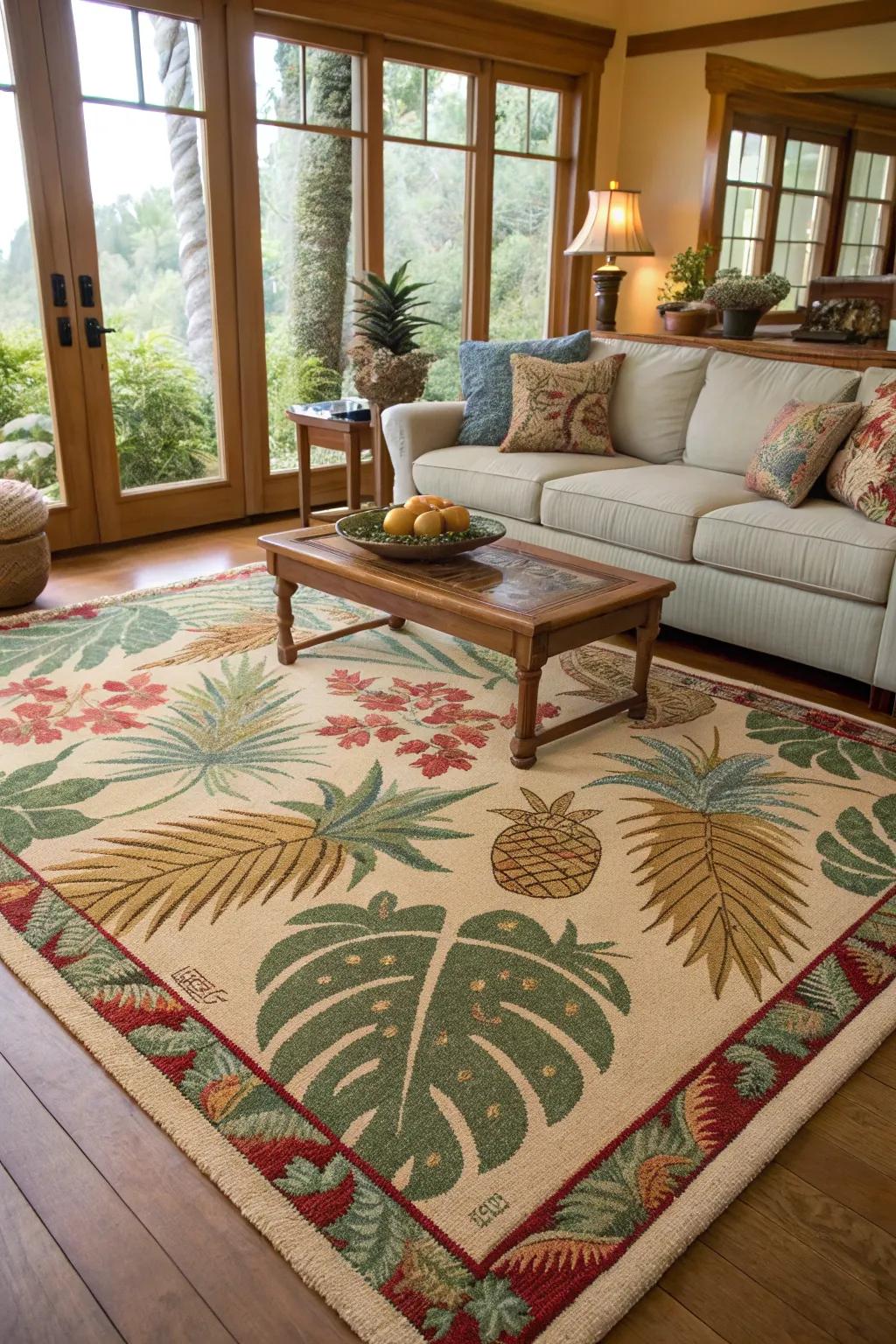 Island-inspired floor coverings add warmth and cohesion to your decor.