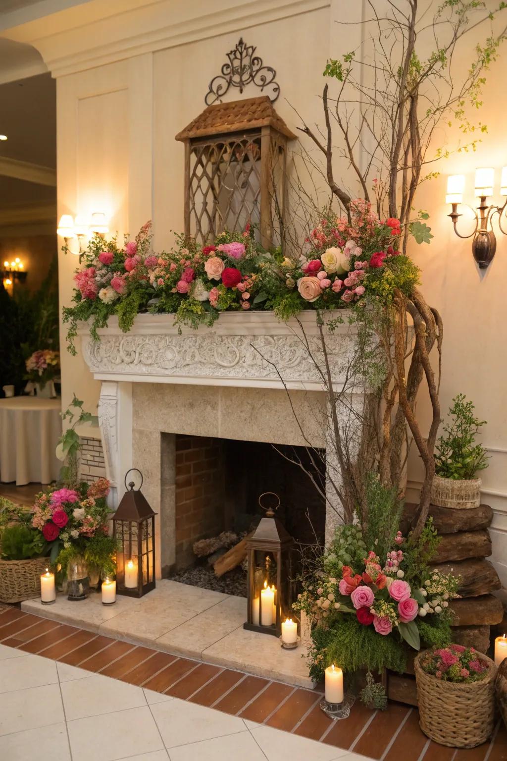A whimsical garden theme brings a playful touch to your hearth.