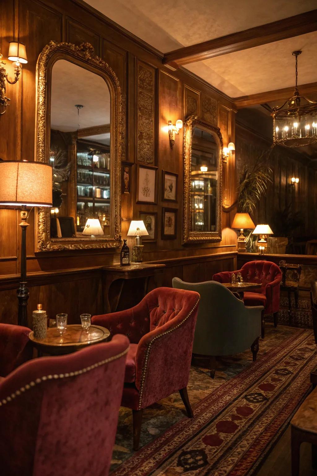 Looking glasses elevate light and space in your speakeasy.