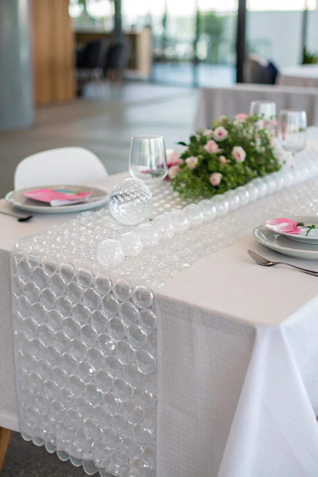 Bubble wrap adds a unique and unexpected texture.