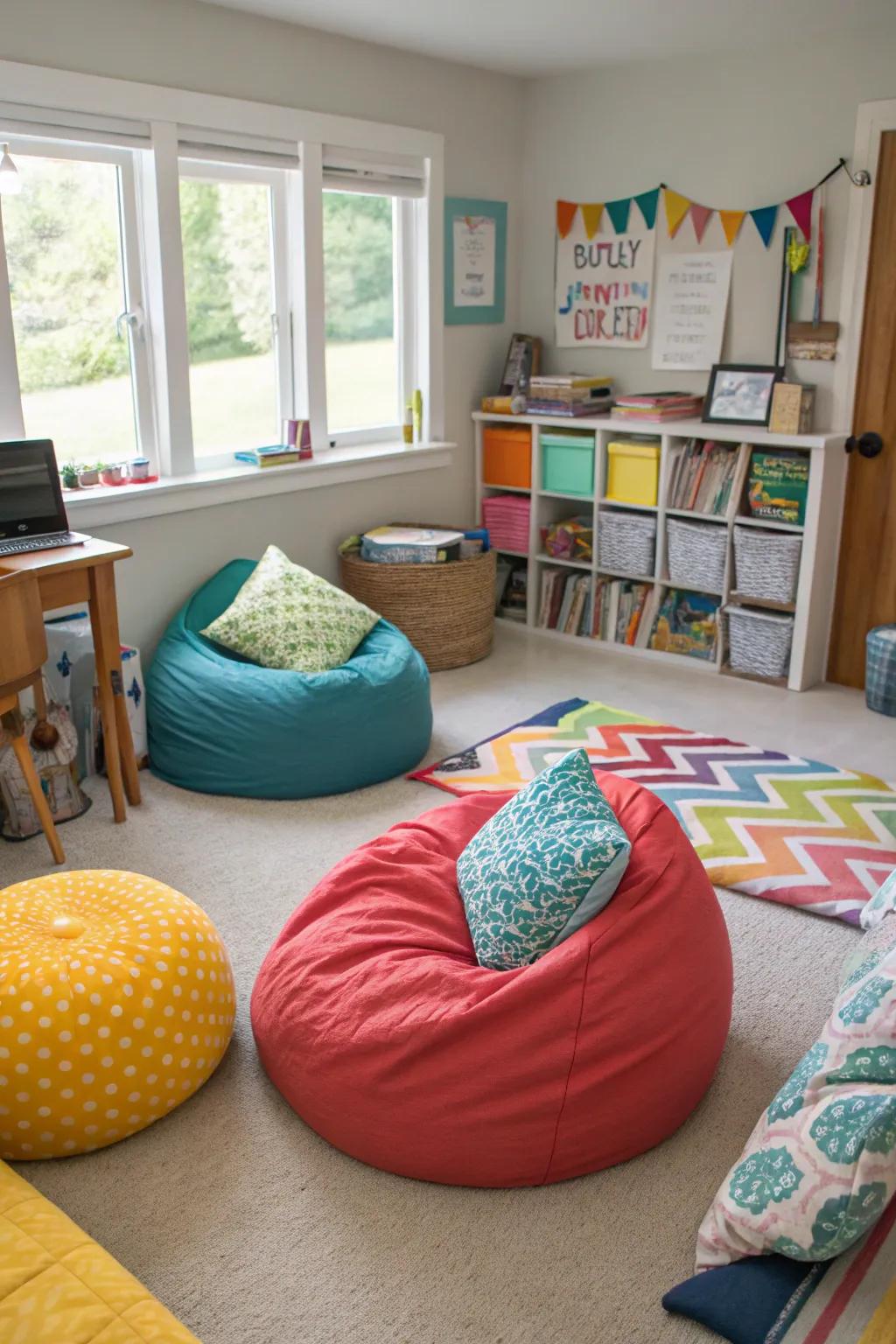 Adaptable seating provides comfort and flexibility for varying learning activities.