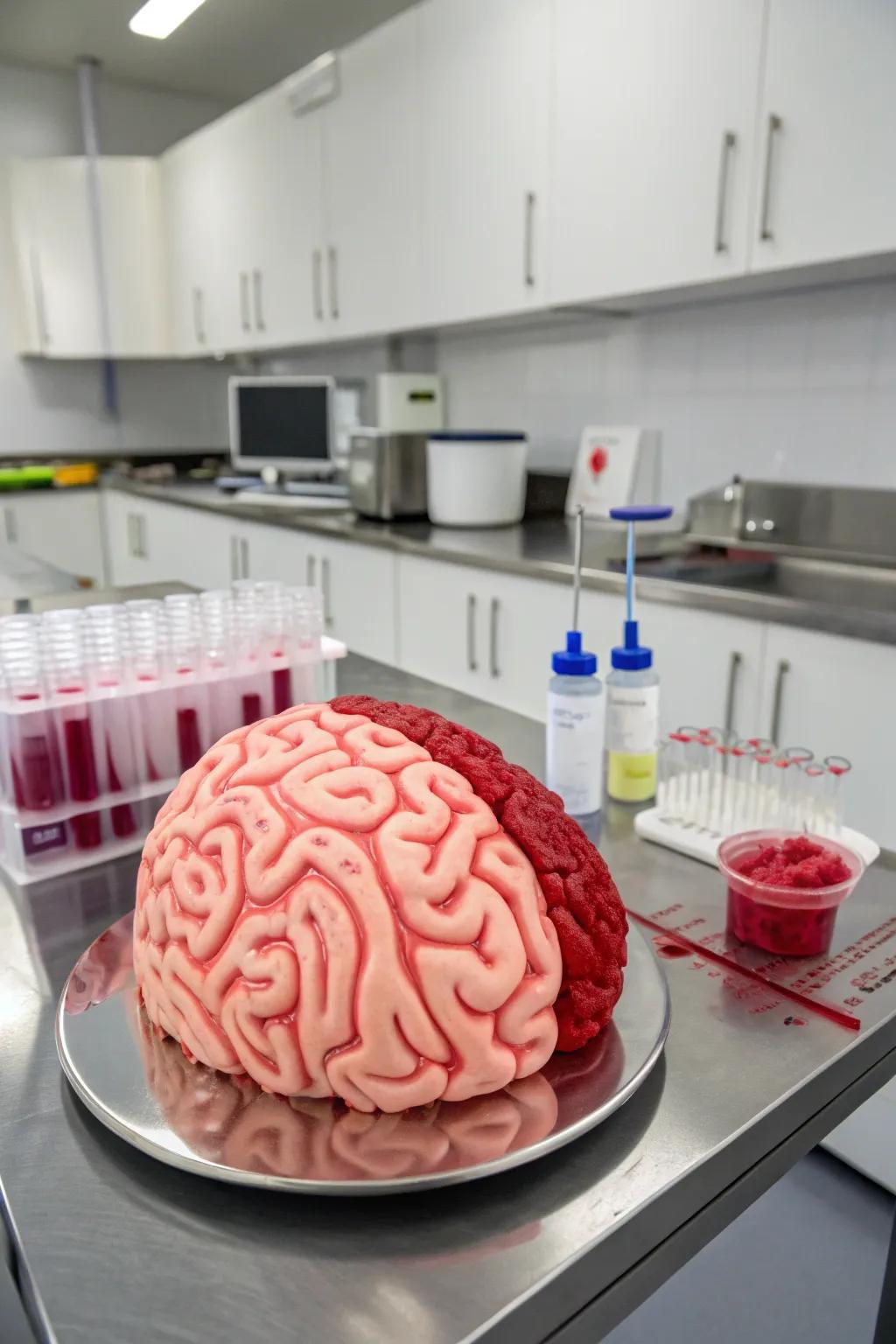 A gory mind cake that is eerily authentic.