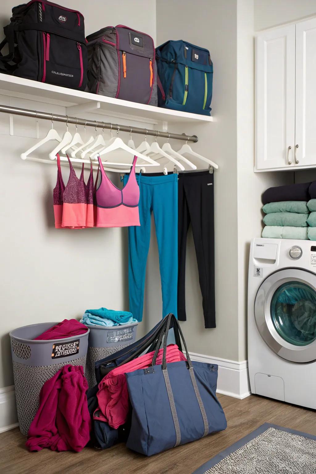 The unexpected: using a laundry room for workout stuff.