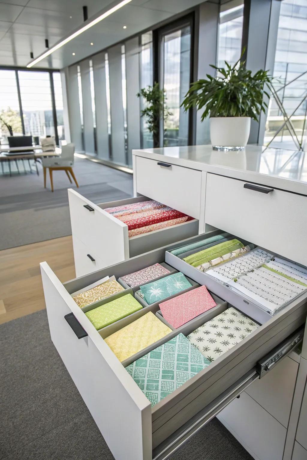 Archiving cabinets deliver a smooth storage solution for tissue paper.