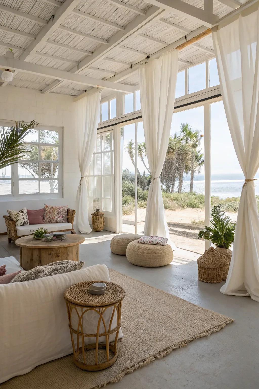 A light, airy design creates a roomy and welcoming living room.