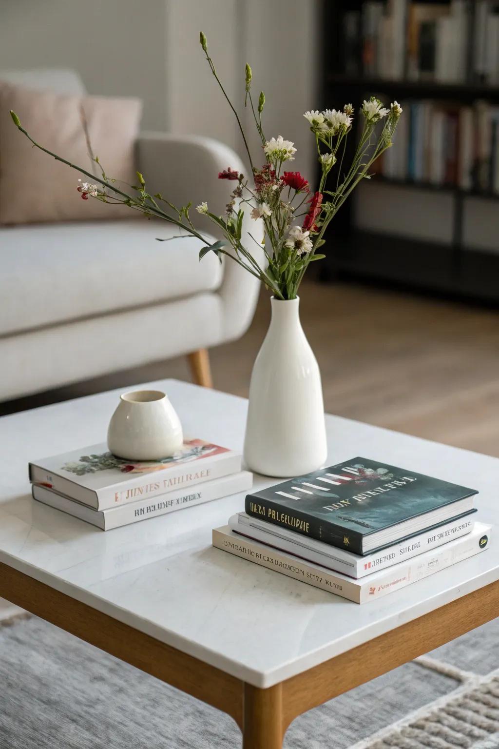 Minimalist accessories add personal touches to decor.
