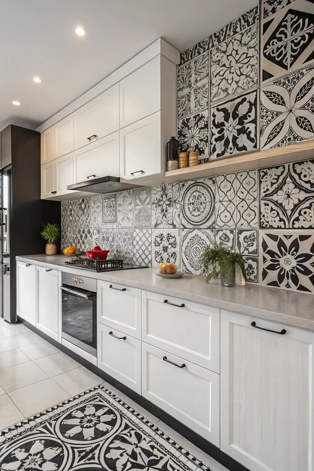 Intricate tile designs add a refined atmosphere.