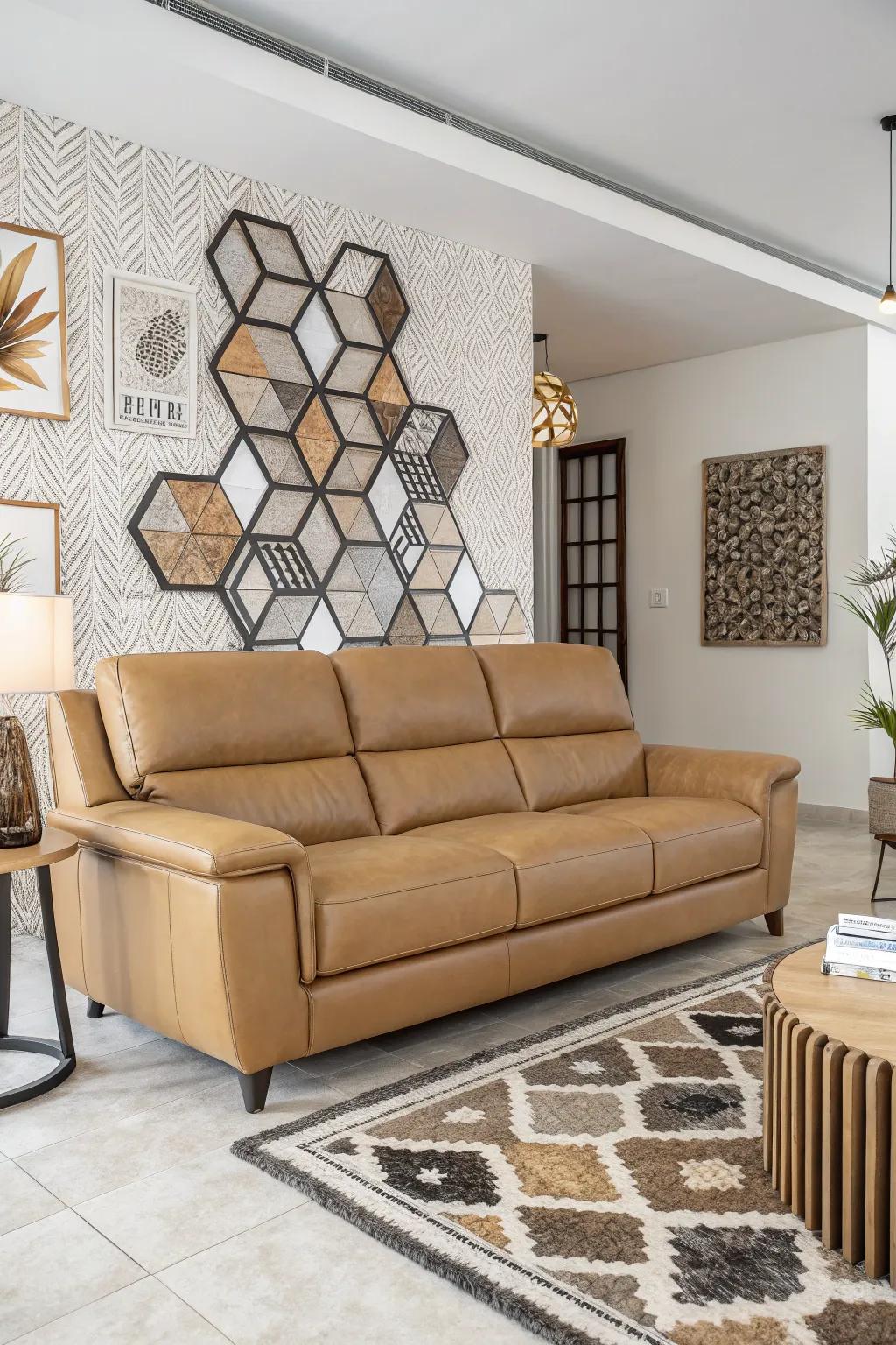 Geometrical designs contribute structure to a lounge area setting.