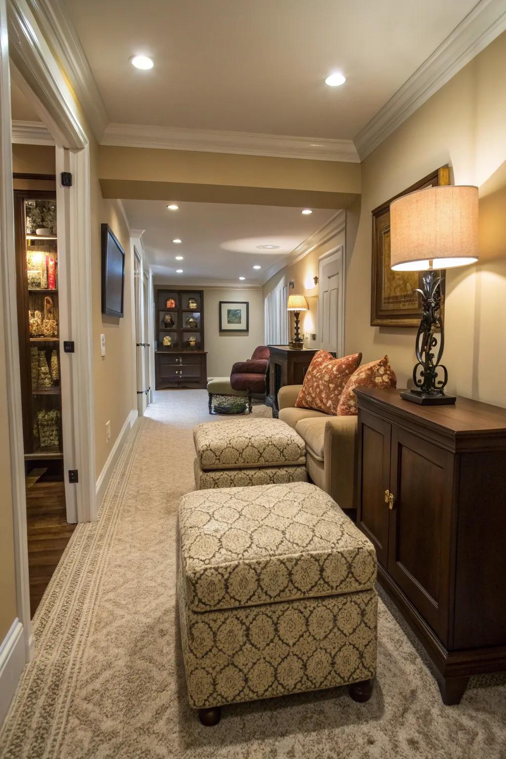 Seats with interior storage that keeps a compact living space tidy.