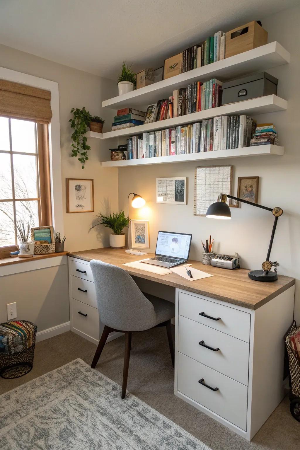 Creative storage keeps your office organized.
