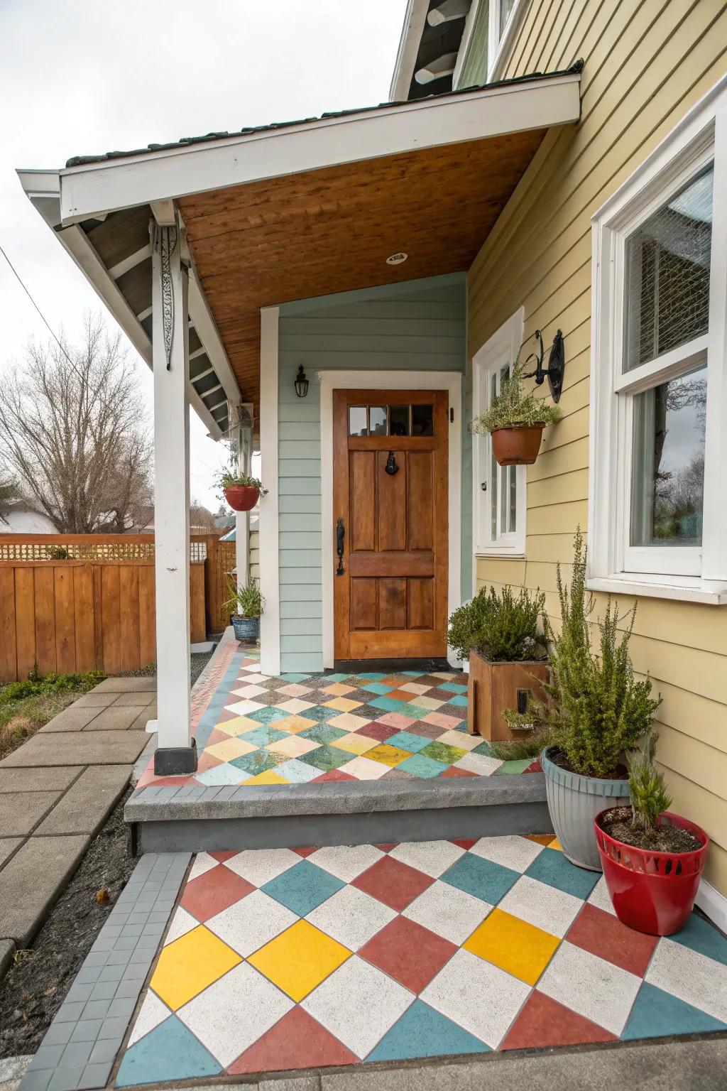 Bring playful charm with a checkerboard tile design.