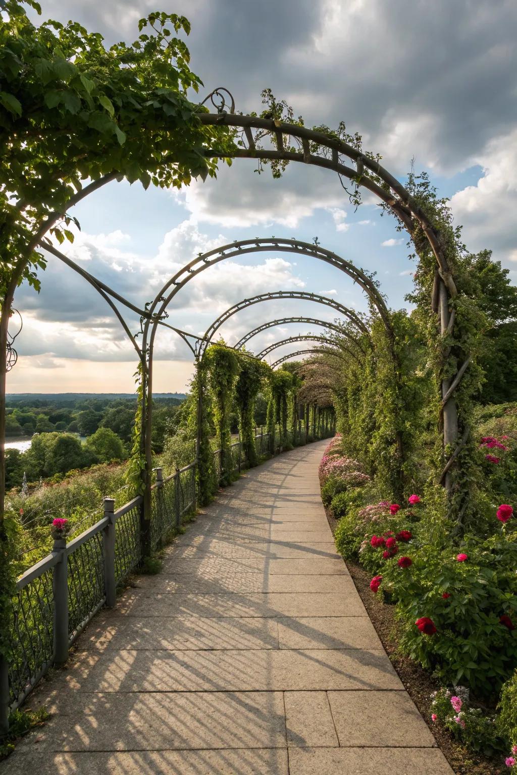 Winding vine boundaries bring whimsy and organic beauty to paths.