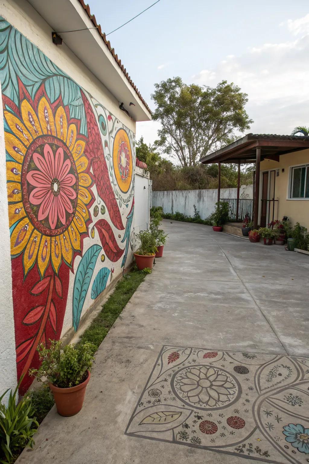 An artistic painting transforms this patio into a daring statement piece.