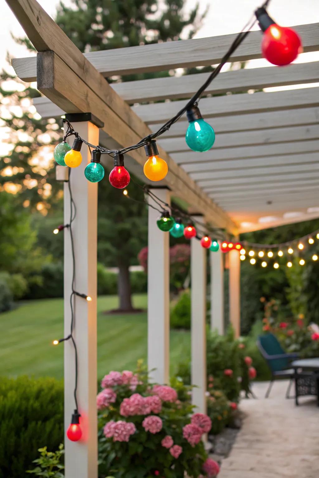 Introduce a playful touch through colorful festoon lights.