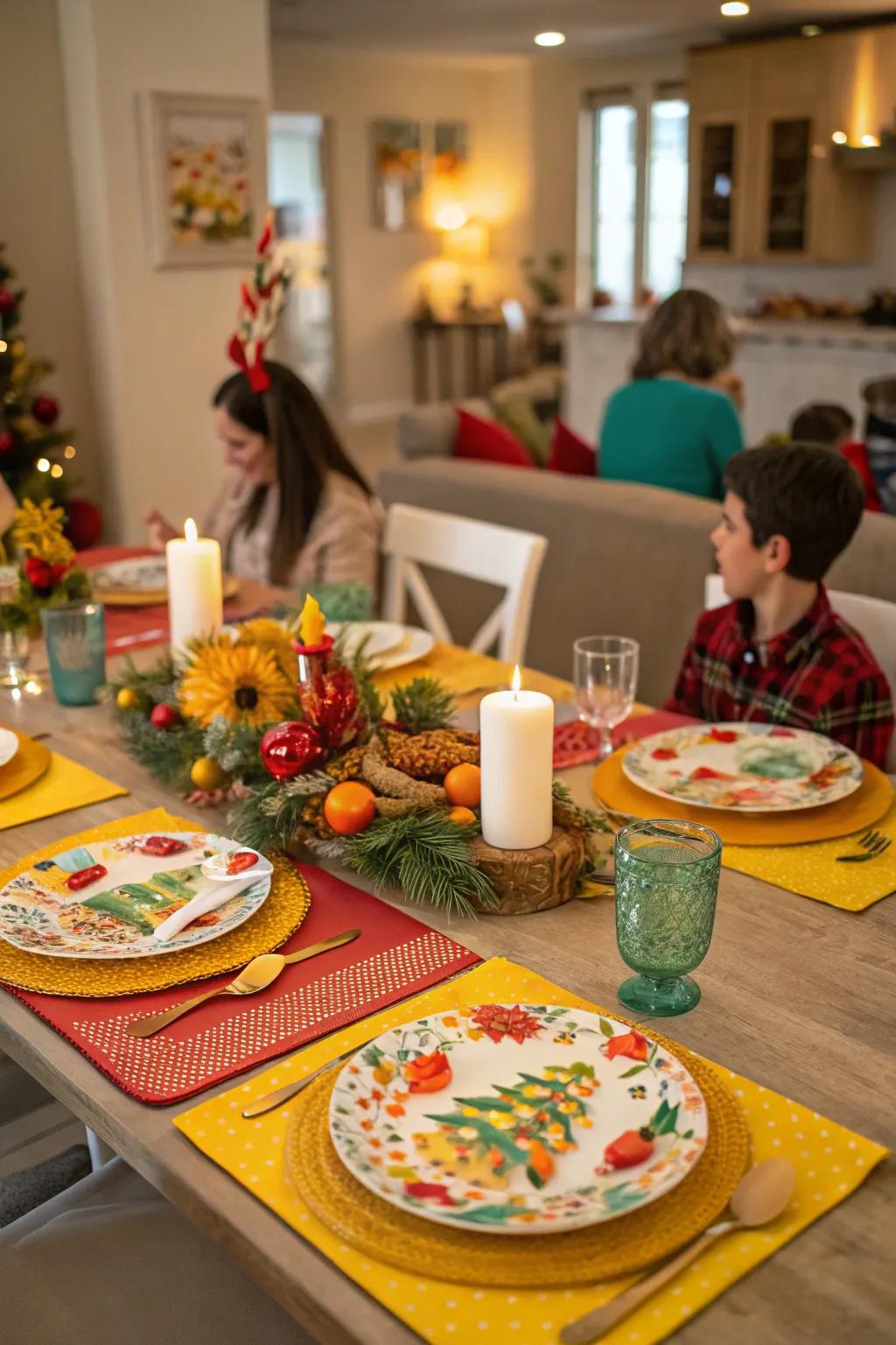 Bring a celebratory vibe to holiday meals with festive placemats.