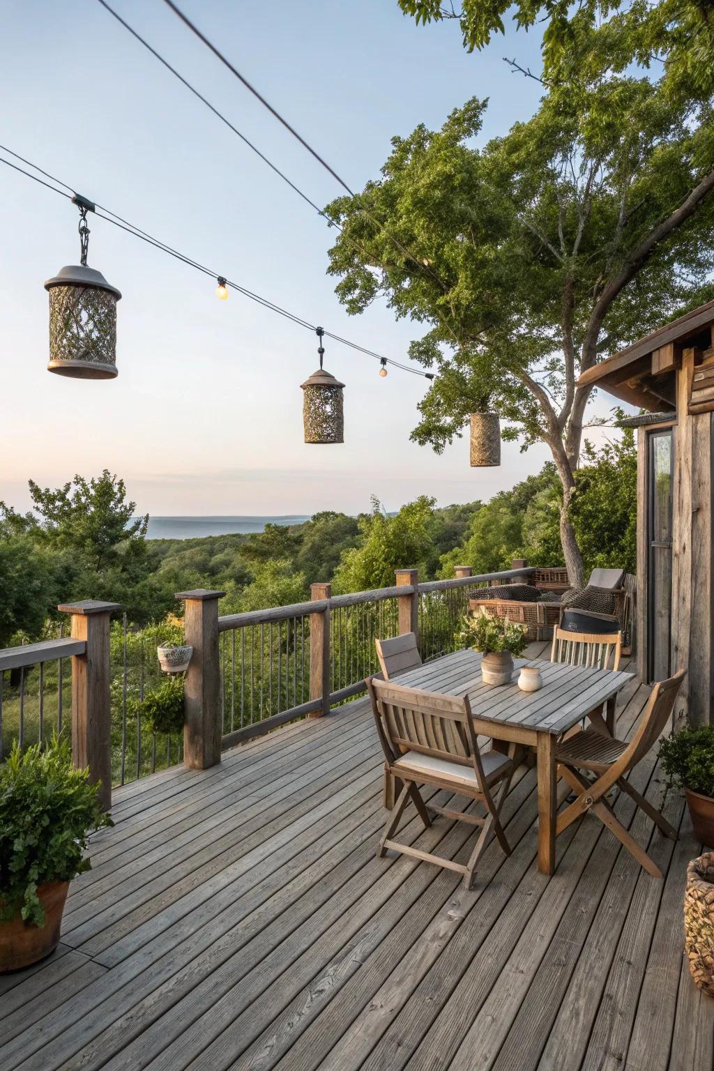 Enhance organic charm with weathered wood.