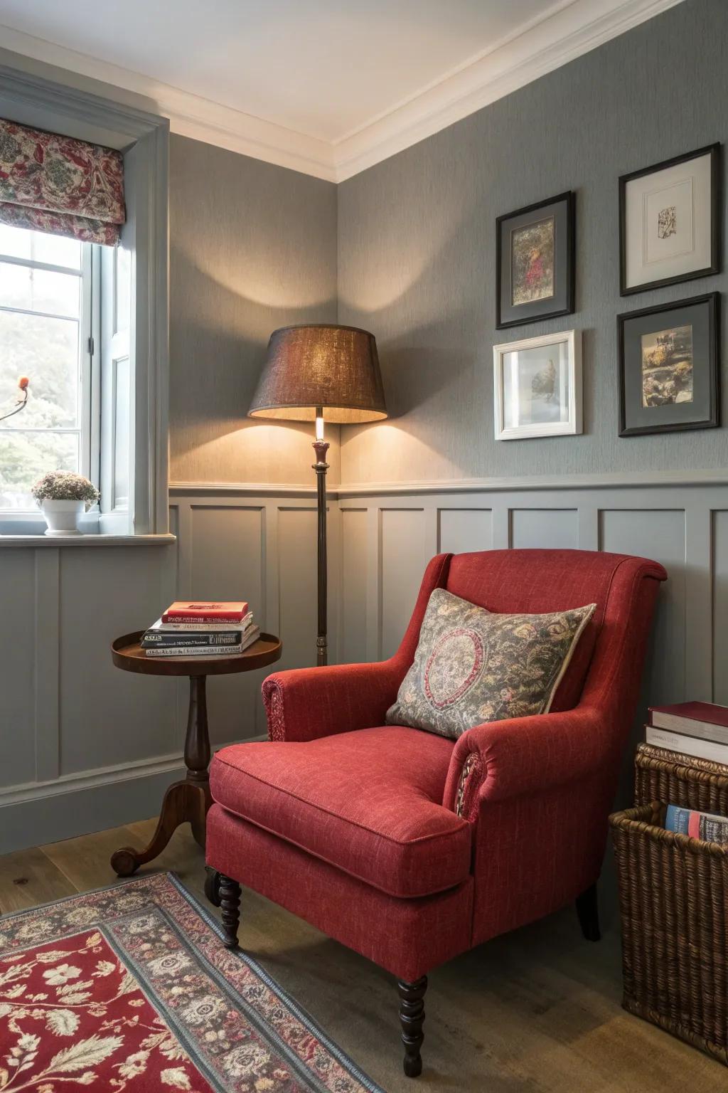 An intimate nook provides a retreat within the lounge.