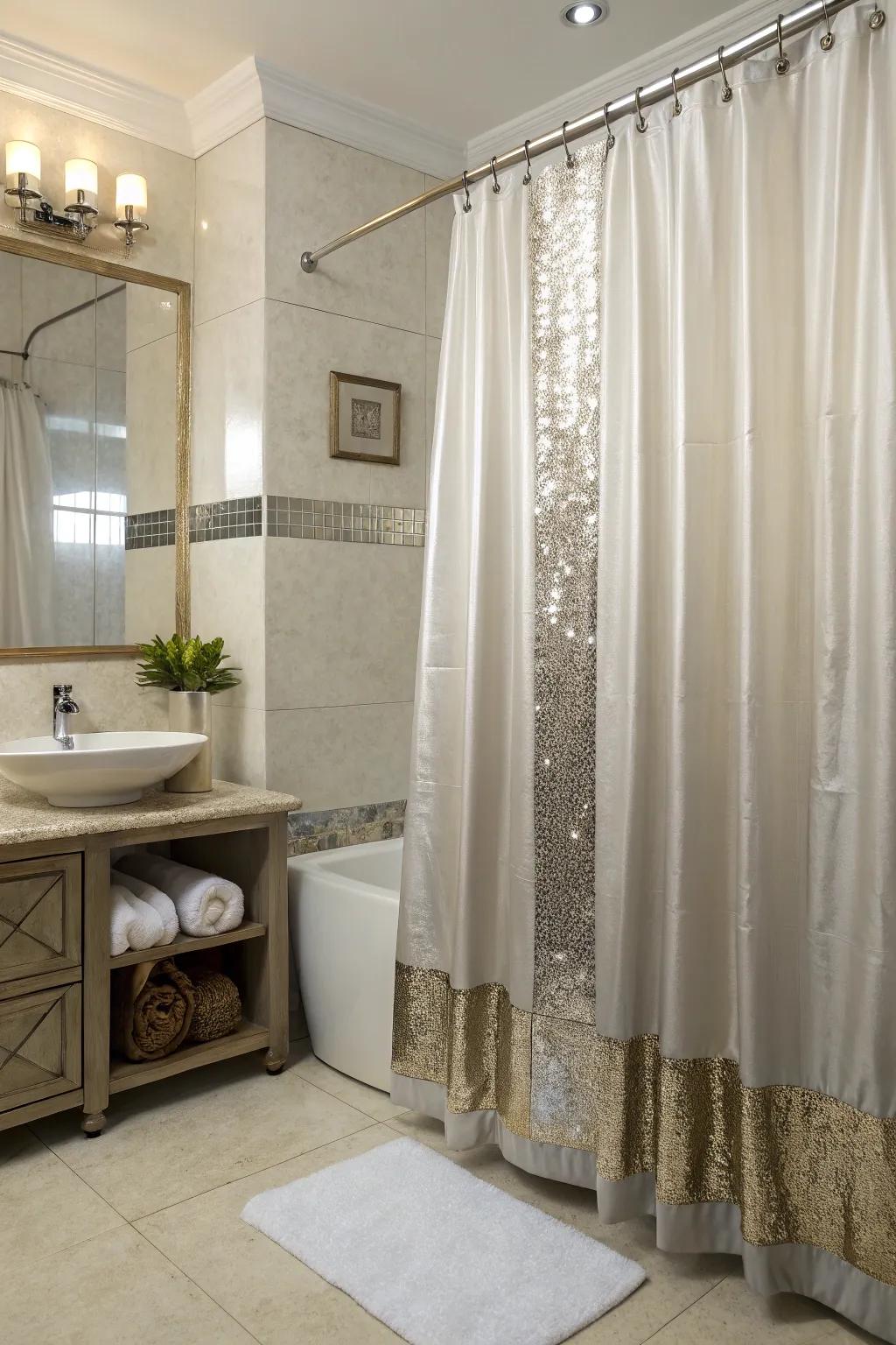 Shiny accents add a glamorous element.