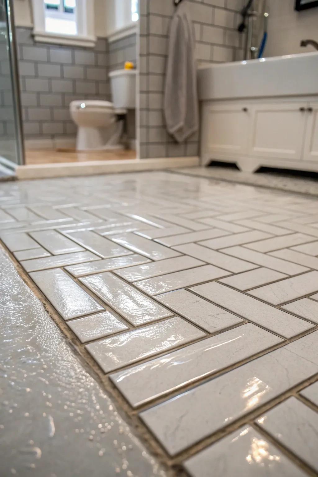 Zigzag patterns bring ageless class to your shower design.