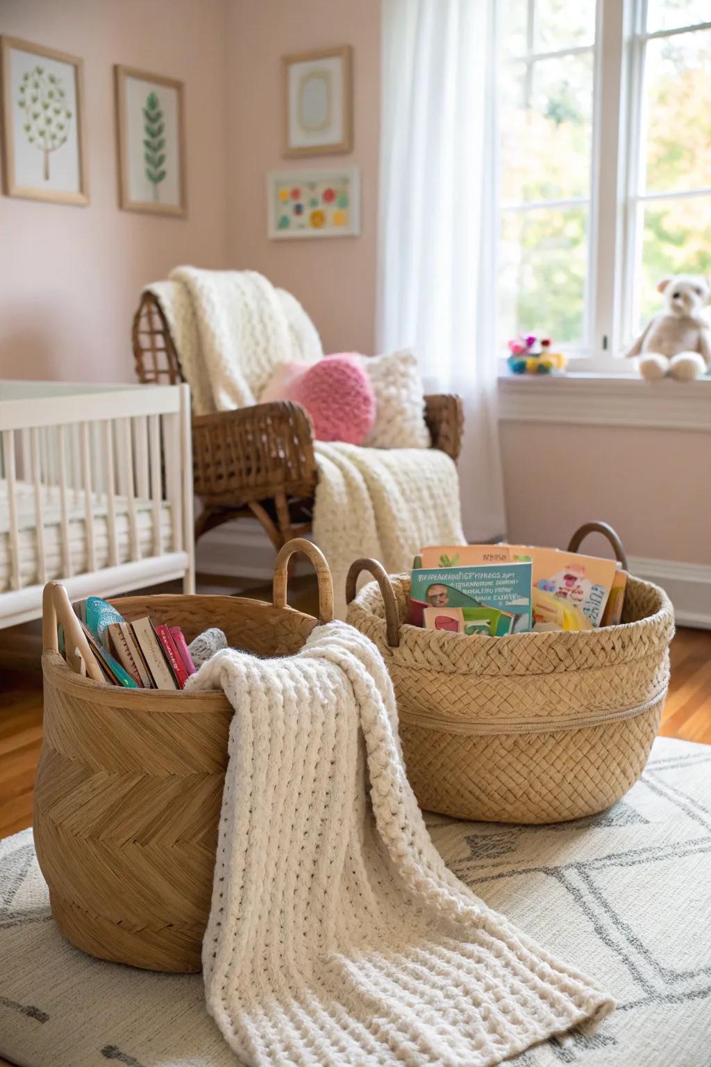 Textures inject profundity and intrigue into a neutral baby's room.