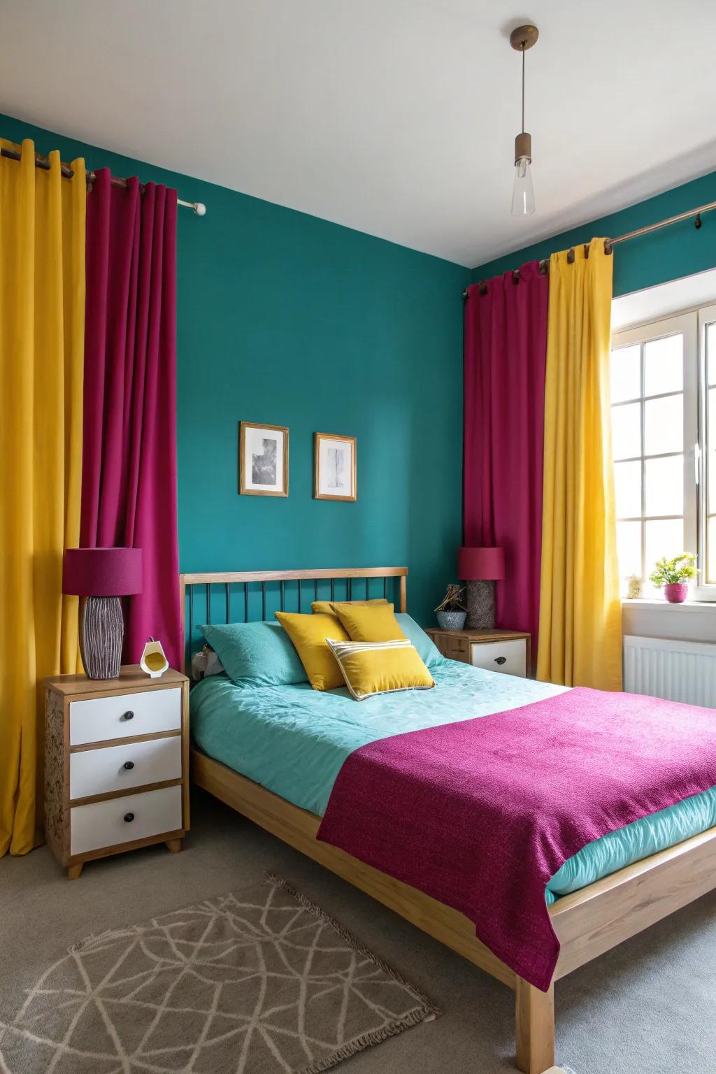 Unanticipated color combinations for a vibrant and unique boudoir.
