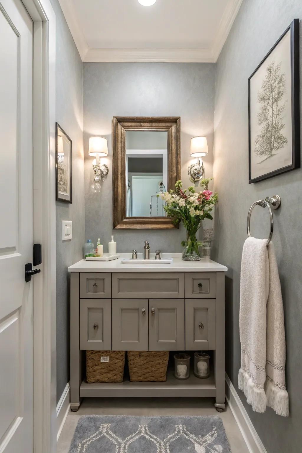 Soft gray offers timeless elegance.