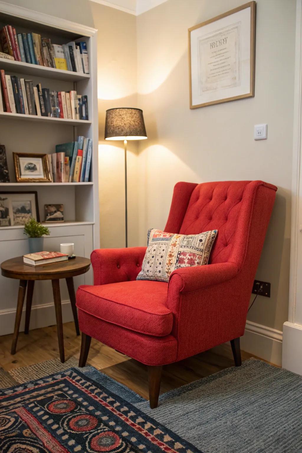 A burst of color adds personality to the hideout.