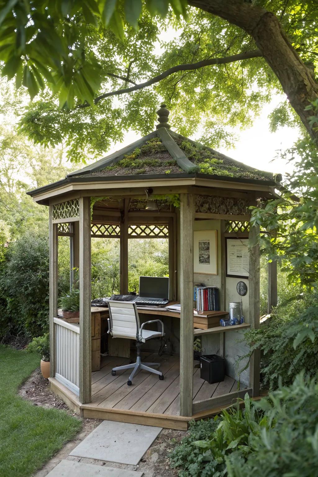 Boost productivity with a gazebo office setup.