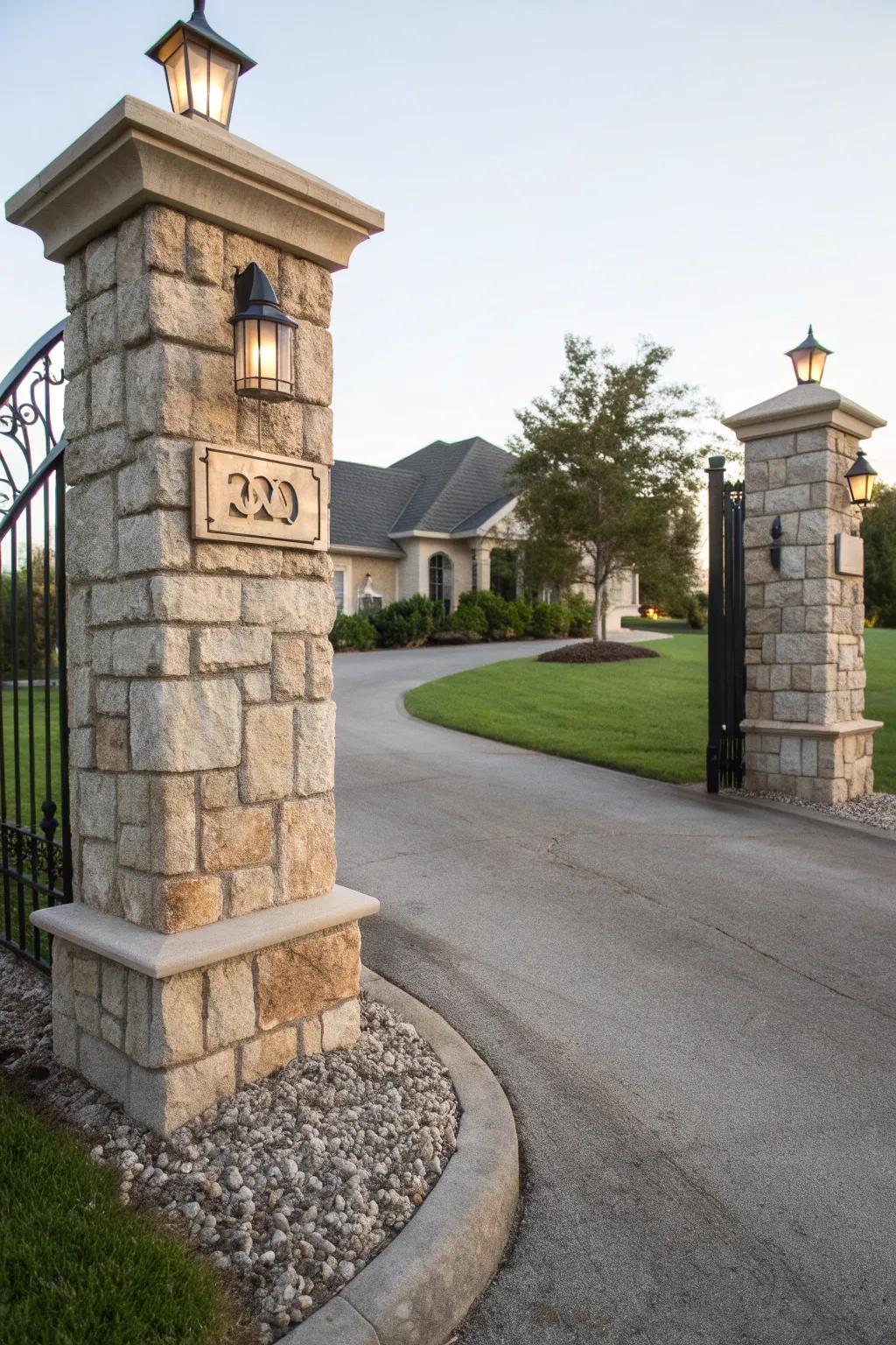 Mark your entrance using ornamental stone supports.