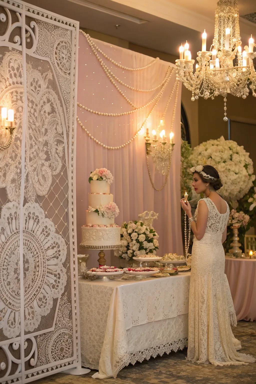 A retro charm backdrop adding timeless sophistication to the celebration.