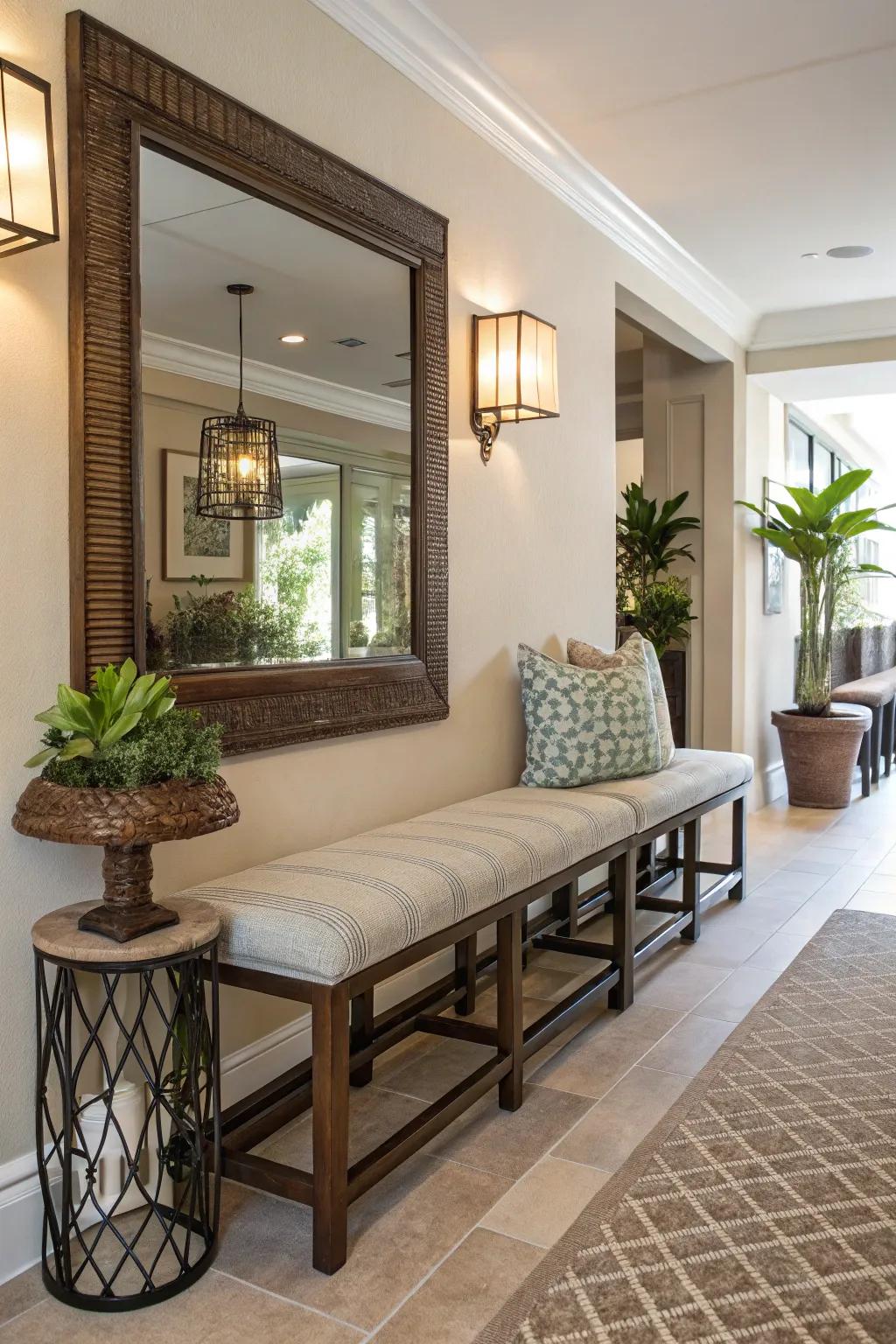 Adaptable seating adds convenience and style to your entryway.