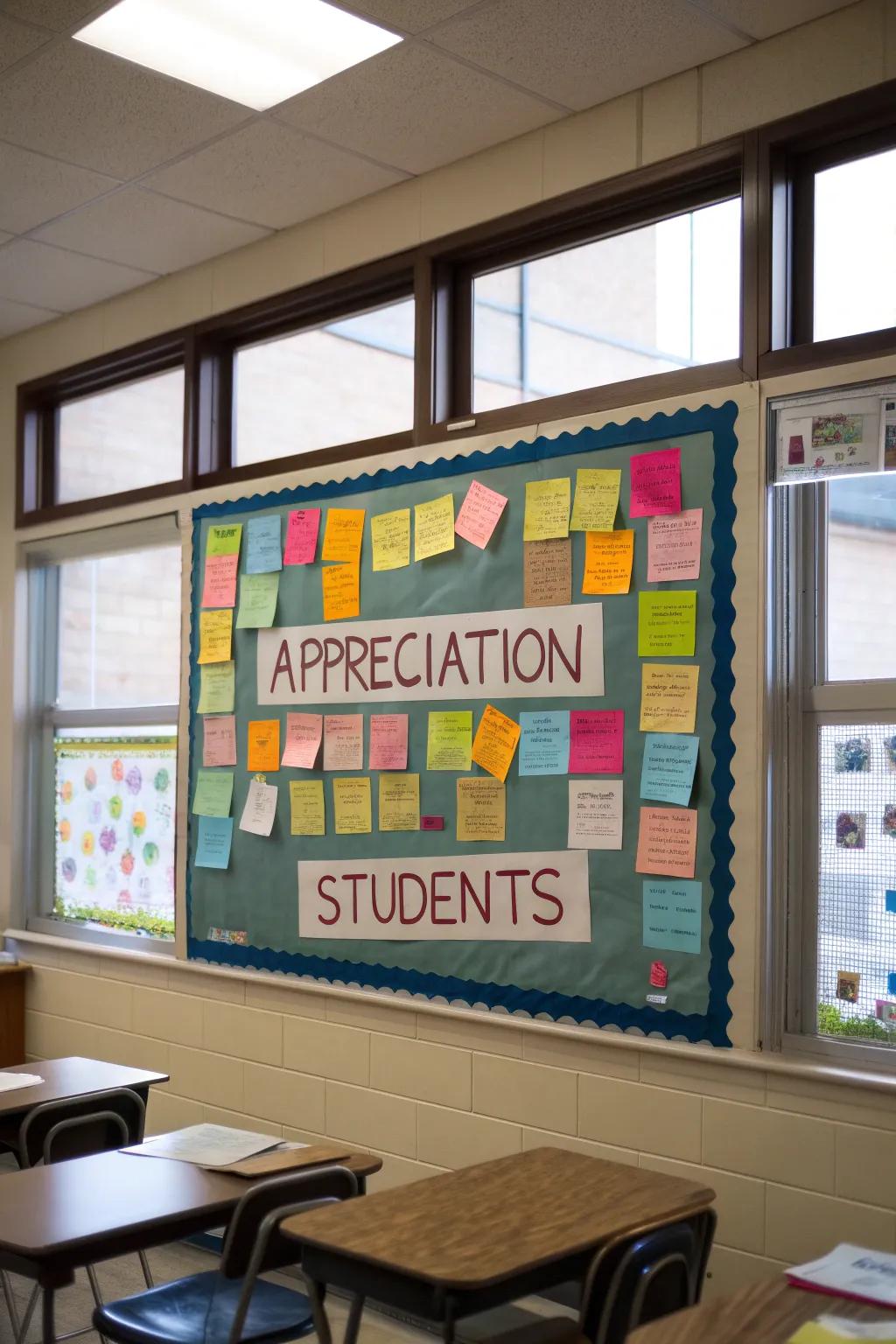 An Affection Missives notice board featuring heartfelt notes of gratitude.