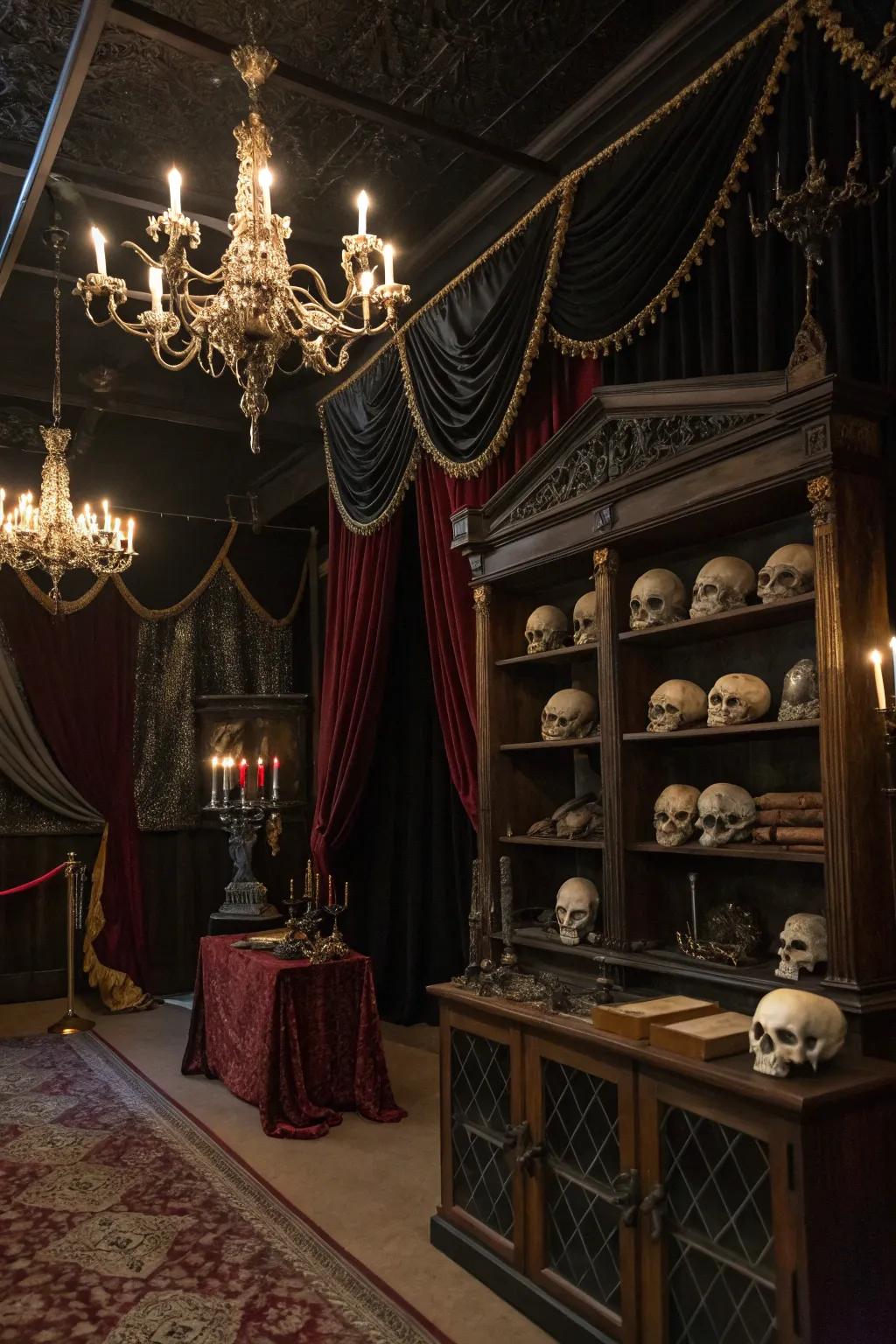 Crania and frameworks inject spooky details for your vampire theme.