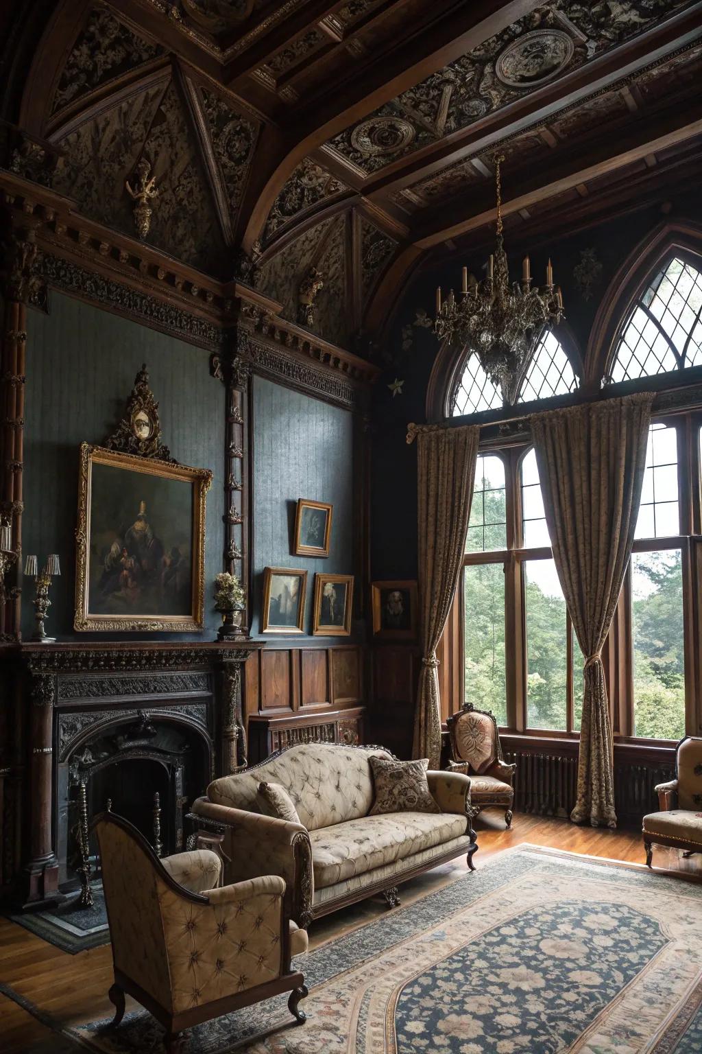 Shadowy accent partitions fashion magnitude and intrigue.