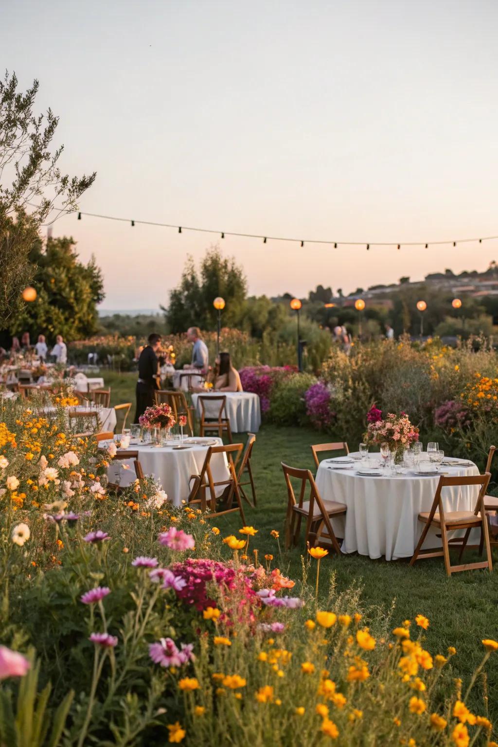 A vibrant garden social gathering encircled by the beauty of botanicals.